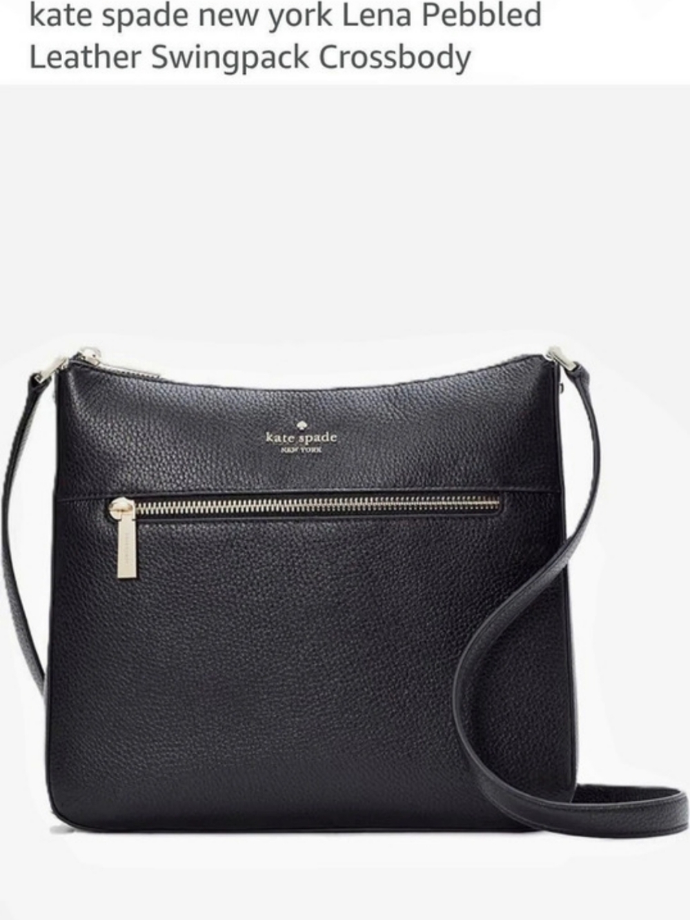 kate spade new york Lena Pebbled Leather Swingpack Crossbody Black Leather NWT
